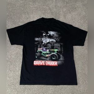 Grave Digger Monster Jam Short Sleeve Shirt Black Adult Large